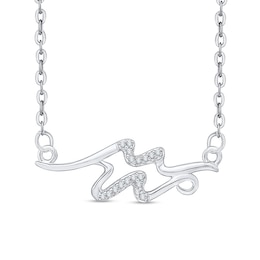 Diamond Accent Abstract Aquarius Zodiac Sign Necklace in Sterling Silver