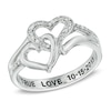 Thumbnail Image 1 of Diamond Accent Interlocking Heart Promise Ring in Sterling Silver (20 Characters)