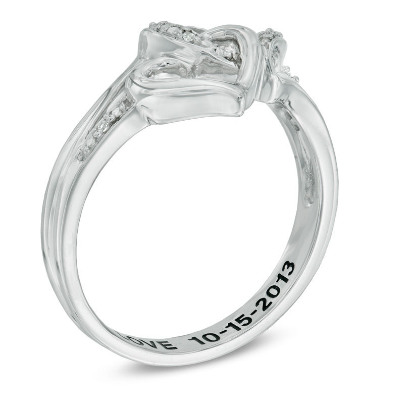 Diamond Accent Interlocking Heart Promise Ring in Sterling Silver (20 Characters)