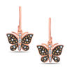 Thumbnail Image 1 of 1/4 CT. T.W. Champagne and White Diamond Butterfly Drop Earrings in 10K Rose Gold