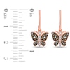 Thumbnail Image 1 of 1/4 CT. T.W. Champagne and White Diamond Butterfly Drop Earrings in 10K Rose Gold