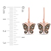 Thumbnail Image 2 of 1/4 CT. T.W. Champagne and White Diamond Butterfly Drop Earrings in 10K Rose Gold