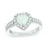Thumbnail Image 1 of 7.0mm Heart-Shaped Lab-Created Opal and White Sapphire Frame Ring in Sterling Silver