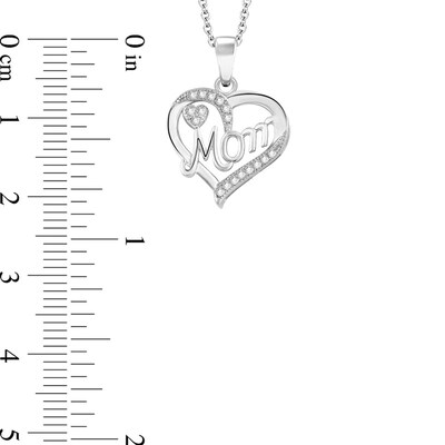 10k White Gold Heart Mom Necklace