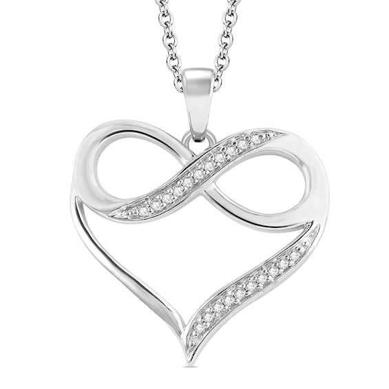 Diamond Accent Infinity in Heart Pendant in 10K White Gold