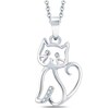 Thumbnail Image 1 of Diamond Accent Sitting Cat Pendant in 10K White Gold