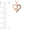 Thumbnail Image 2 of 1/8 CT. T.W. Champagne and White Diamond Double Heart Pendant in 10K Rose Gold