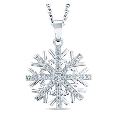 Diamond Accent Snowflake Pendant in Sterling Silver