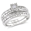 Thumbnail Image 1 of 1/15 CT. Diamond Solitaire Bridal Set in Sterling Silver