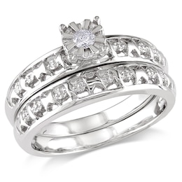1/15 CT. Diamond Solitaire Bridal Set in Sterling Silver