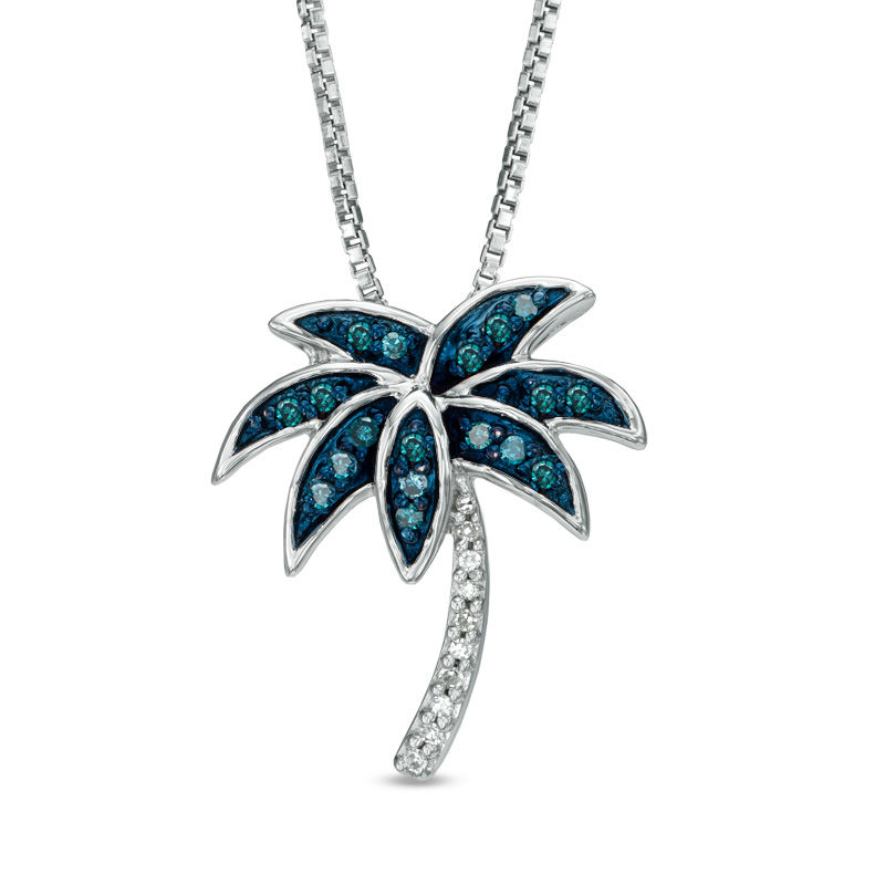 White Diamond Palm Tree Pendant 