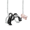 Thumbnail Image 1 of Diamond Accent Penguin Family Necklace in Sterling Silver and 18K Rose Gold Plate - 16"