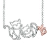 Thumbnail Image 0 of Diamond Accent Cat Family Necklace in Sterling Silver and 18K Rose Gold Plate - 16"