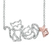 Thumbnail Image 1 of Diamond Accent Cat Family Necklace in Sterling Silver and 18K Rose Gold Plate - 16"