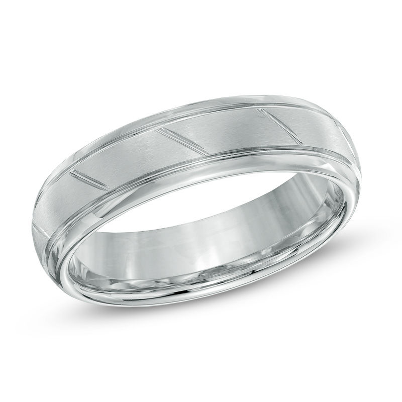 Main Image 1 of Triton 6.0mm Comfort Fit Slant White Tungsten Wedding Band - Size 10