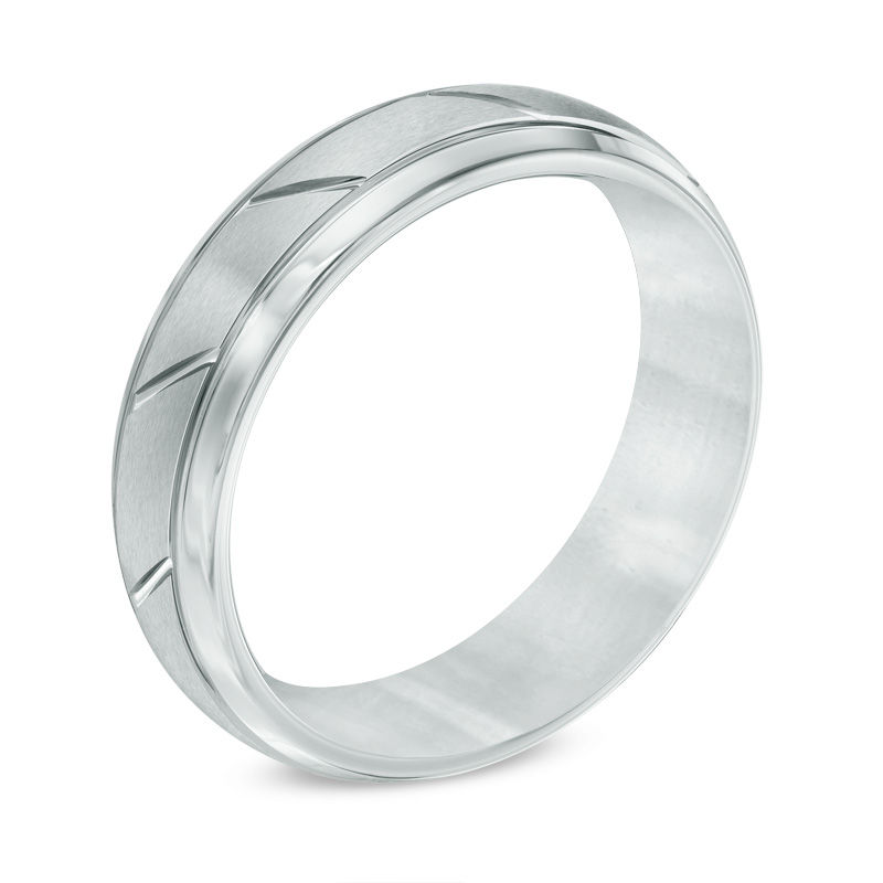 Main Image 2 of Triton 6.0mm Comfort Fit Slant Tungsten Wedding Band - Size 10