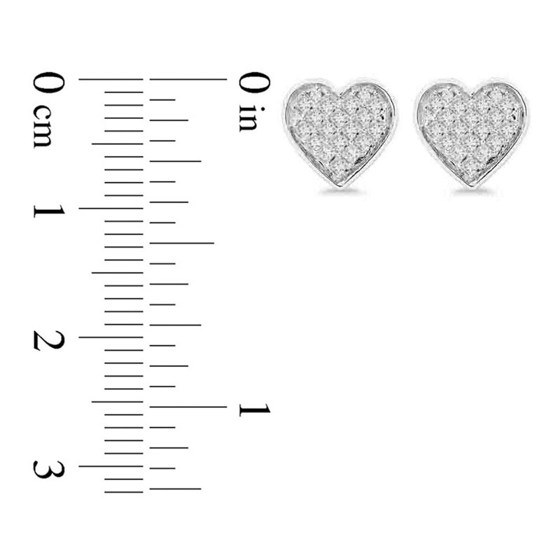 1/3 CT. T.W. Princess-Cut Diamond Heart Cluster Stud Earrings in Sterling Silver