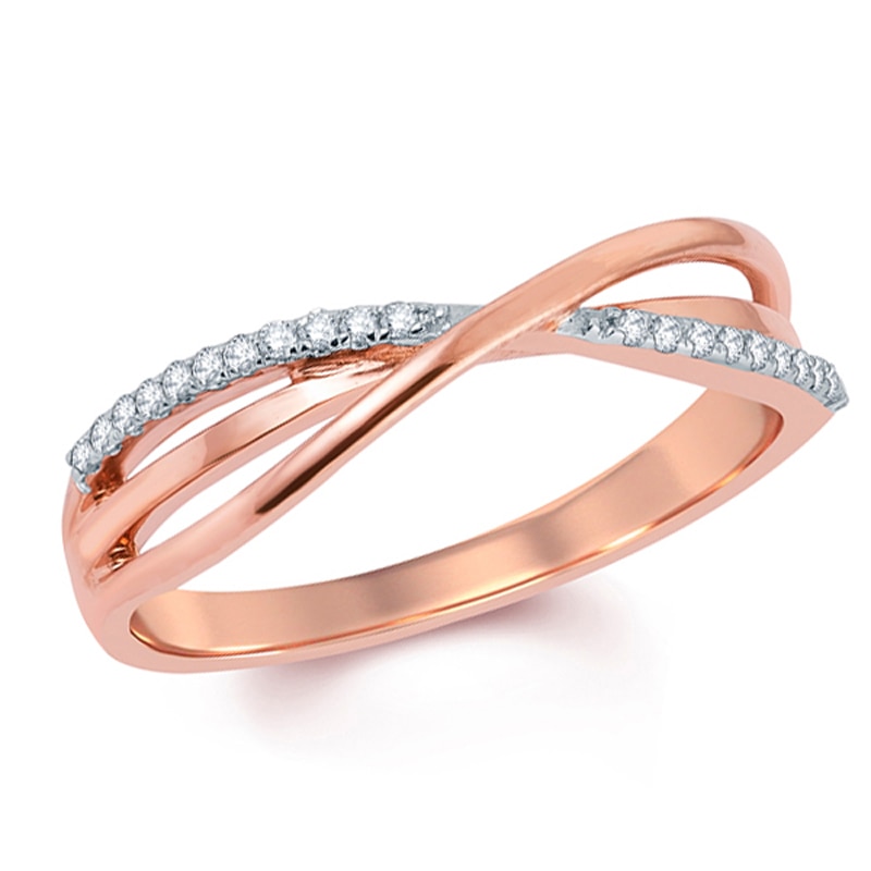 Main Image 1 of Diamond Accent Layered Crossover Ring in 10K Rose Gold