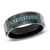 Thumbnail Image 0 of Men's 1/6 CT. T.W. Enhanced Blue Diamond Comfort-Fit Wedding Band in Black IP Stainless Steel