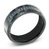 Thumbnail Image 1 of Men's 1/6 CT. T.W. Enhanced Blue Diamond Comfort-Fit Wedding Band in Black IP Stainless Steel