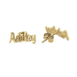 Personalized Earrings Create Your Own Zales Script Name Stud Earrings In 10k Gold 8 Characters
