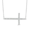 Thumbnail Image 1 of Lab-Created White Sapphire Sideways Cross Necklace in Sterling Silver
