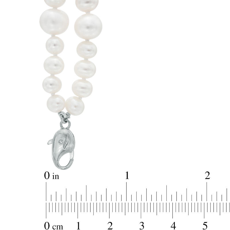 Main Image 2 of 5.0-11.0mm Freshwater Cultured Pearl and White Crystal Bead Graduating Bracelet in Sterling Silver-7.5"