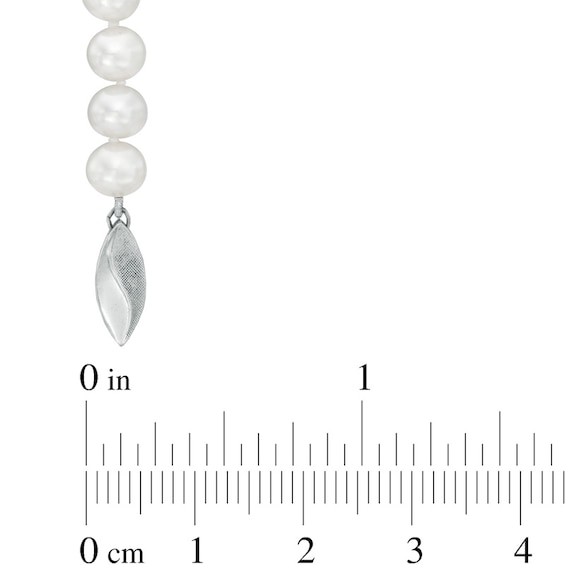 6.0-8.0mm Freshwater Cultured Pearl and Crystal Strand Necklace, Bracelet and Drop Earrings Set in Sterling Silver