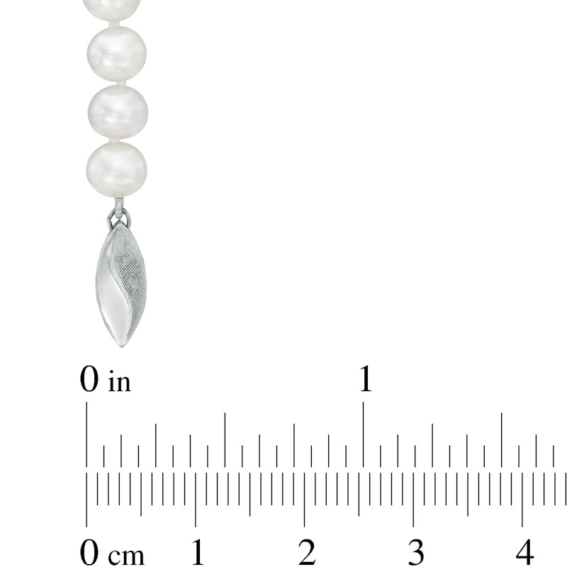 6.0 - 8.0mm Cultured Freshwater Pearl and Crystal Strand Necklace, Bracelet and Drop Earrings Set in Sterling Silver