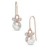 Thumbnail Image 0 of 7.5-8.0mm Cultured Freshwater Pearl and Lab-Created White Sapphire Earrings in Sterling Silver with 18K Rose Gold Plate