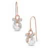 Thumbnail Image 1 of 7.5-8.0mm Freshwater Cultured Pearl and Lab-Created White Sapphire Earrings in Sterling Silver with 18K Rose Gold Plate
