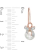 Thumbnail Image 1 of 7.5-8.0mm Cultured Freshwater Pearl and Lab-Created White Sapphire Earrings in Sterling Silver with 18K Rose Gold Plate