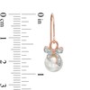 Thumbnail Image 1 of 7.5-8.0mm Cultured Freshwater Pearl and Lab-Created White Sapphire Earrings in Sterling Silver with 18K Rose Gold Plate