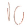 Thumbnail Image 0 of Lab-Created White Sapphire Hoop Earrings in Sterling Silver with 18K Rose Gold Plate