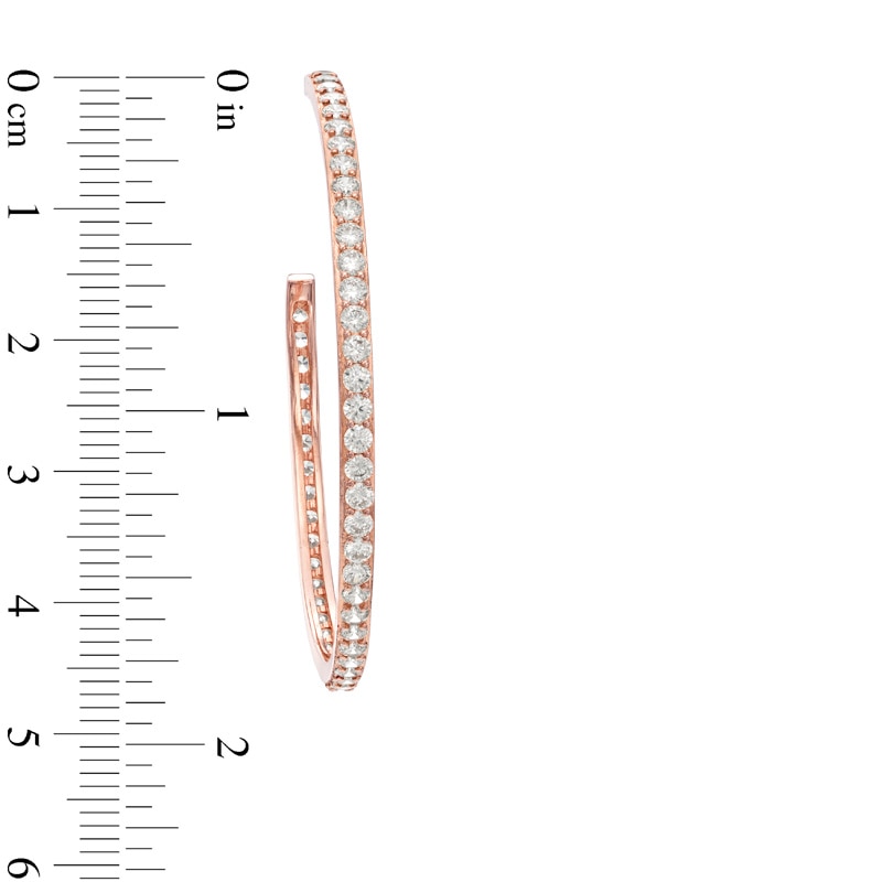 Main Image 2 of Lab-Created White Sapphire Hoop Earrings in Sterling Silver with 18K Rose Gold Plate