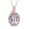 Thumbnail Image 1 of Oval Rose de France Amethyst and Lab-Created White Sapphire Pendant in 10K Rose Gold