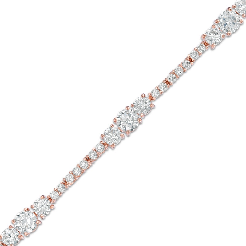 Main Image 1 of Lab-Created White Sapphire Bracelet in Sterling Silver with 18K Rose Gold Plate - 7.25"