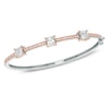 Thumbnail Image 1 of 6.0mm Princess-Cut Lab-Created White Sapphire Three Stone Bangle in Sterling Silver with 18K Rose Gold Plate