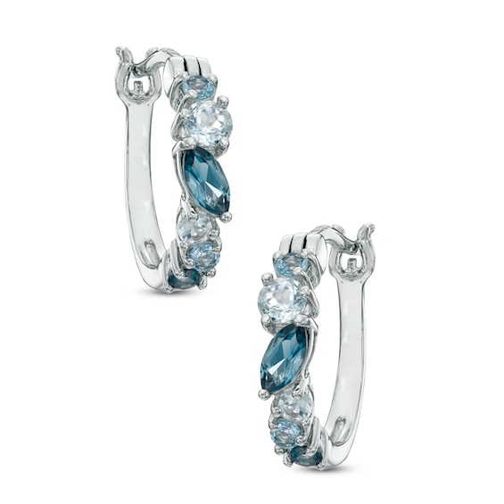 Blue Topaz Hoop Earrings in Sterling Silver