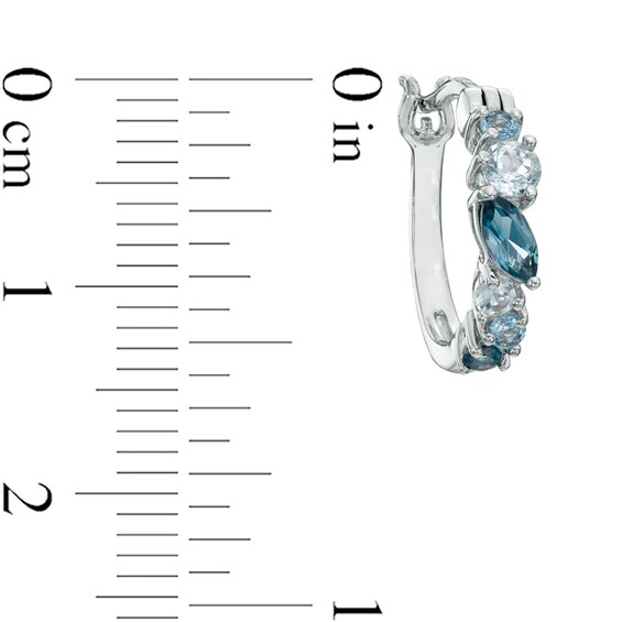 Blue Topaz Hoop Earrings in Sterling Silver