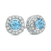 Thumbnail Image 0 of 5.0mm Swiss Blue Topaz and Lab-Created White Sapphire Stud Earrings in Sterling Silver