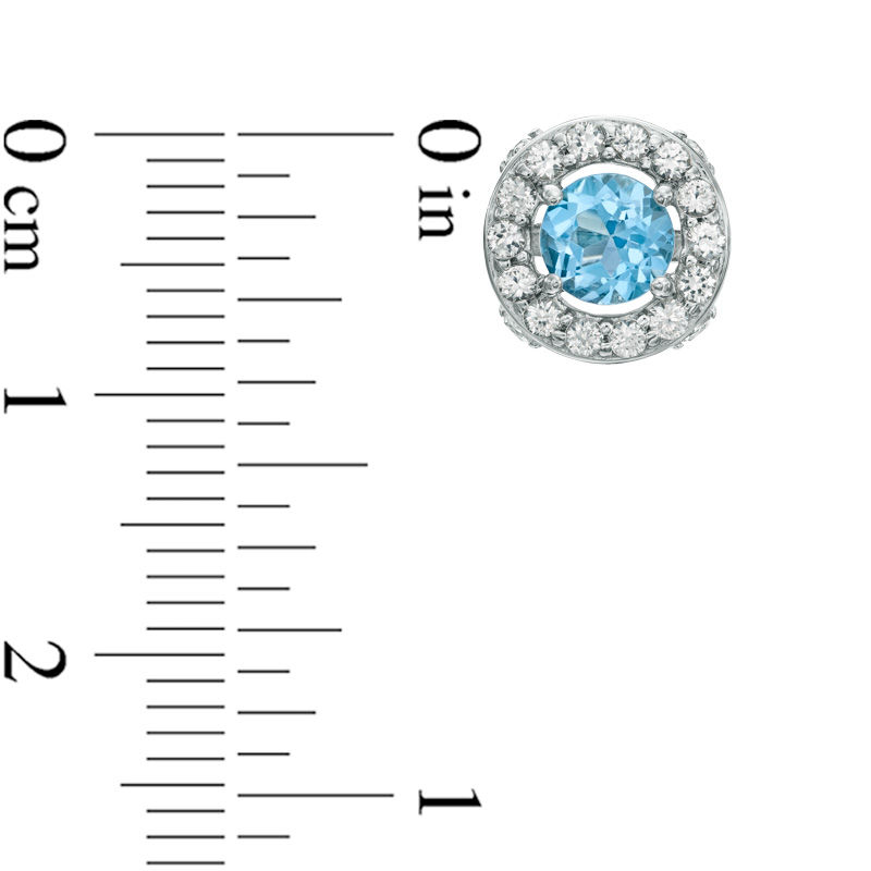5.0mm Swiss Blue Topaz and Lab-Created White Sapphire Stud Earrings in Sterling Silver