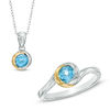 Thumbnail Image 0 of Swiss Blue Topaz Pendant and Ring Set in Sterling Silver with 18K Gold Plate - Size 7