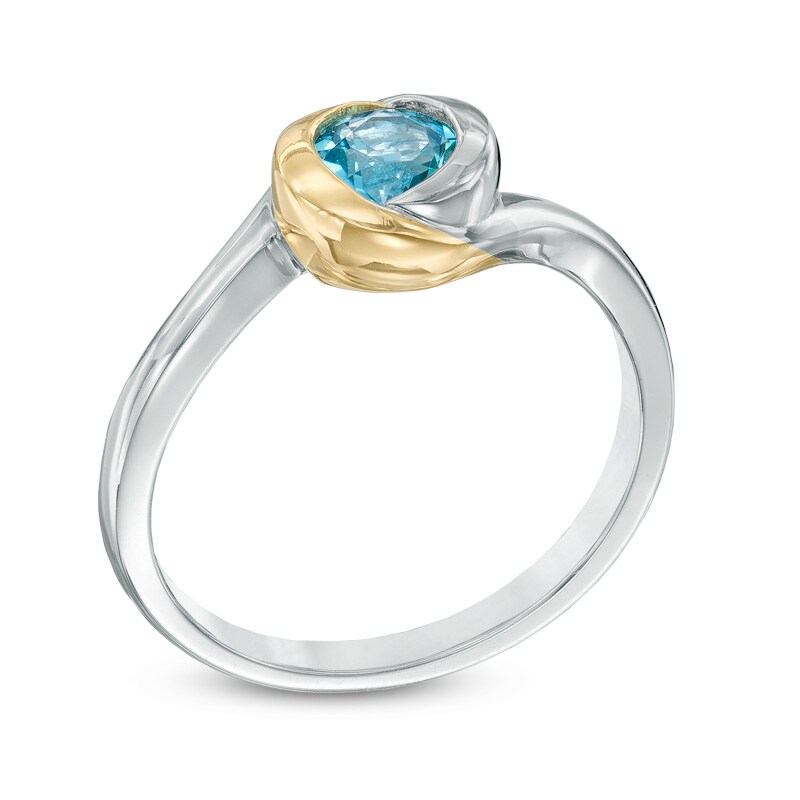 Main Image 2 of Swiss Blue Topaz Pendant and Ring Set in Sterling Silver with 18K Gold Plate - Size 7
