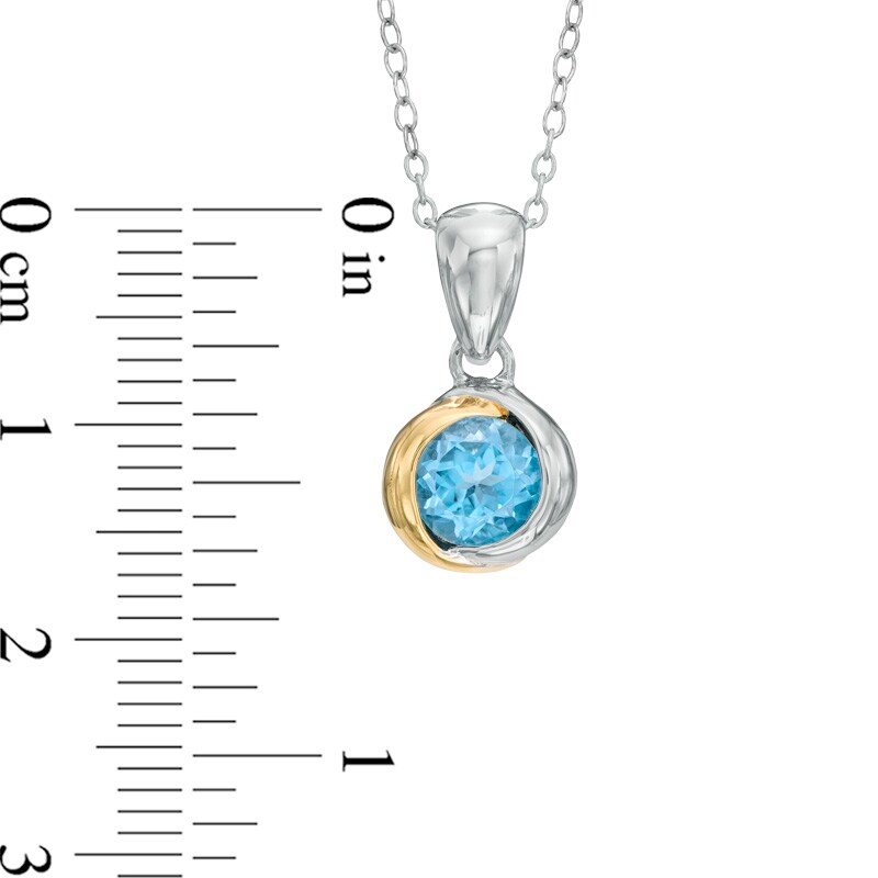 Main Image 3 of Swiss Blue Topaz Pendant and Ring Set in Sterling Silver with 18K Gold Plate - Size 7
