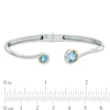 Thumbnail Image 2 of 5.0mm Swiss Blue Topaz Cuff Bracelet in Sterling Silver with 18K Gold - 7.25"