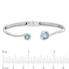 Thumbnail Image 1 of 5.0mm Swiss Blue Topaz Cuff Bracelet in Sterling Silver with 18K Gold - 7.25"