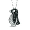 Thumbnail Image 0 of Black Spinel and Lab-Created White Sapphire Penguin Pendant in Sterling Silver