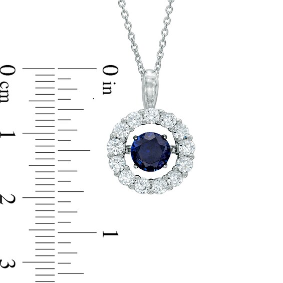6.0mm Lab-Created Blue and White Sapphire Pendant in Sterling Silver