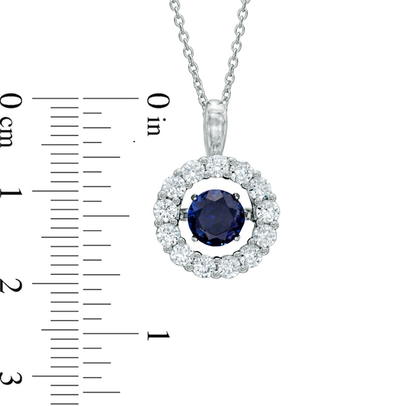 Main Image 2 of 6.0mm Lab-Created Blue and White Sapphire Pendant in Sterling Silver